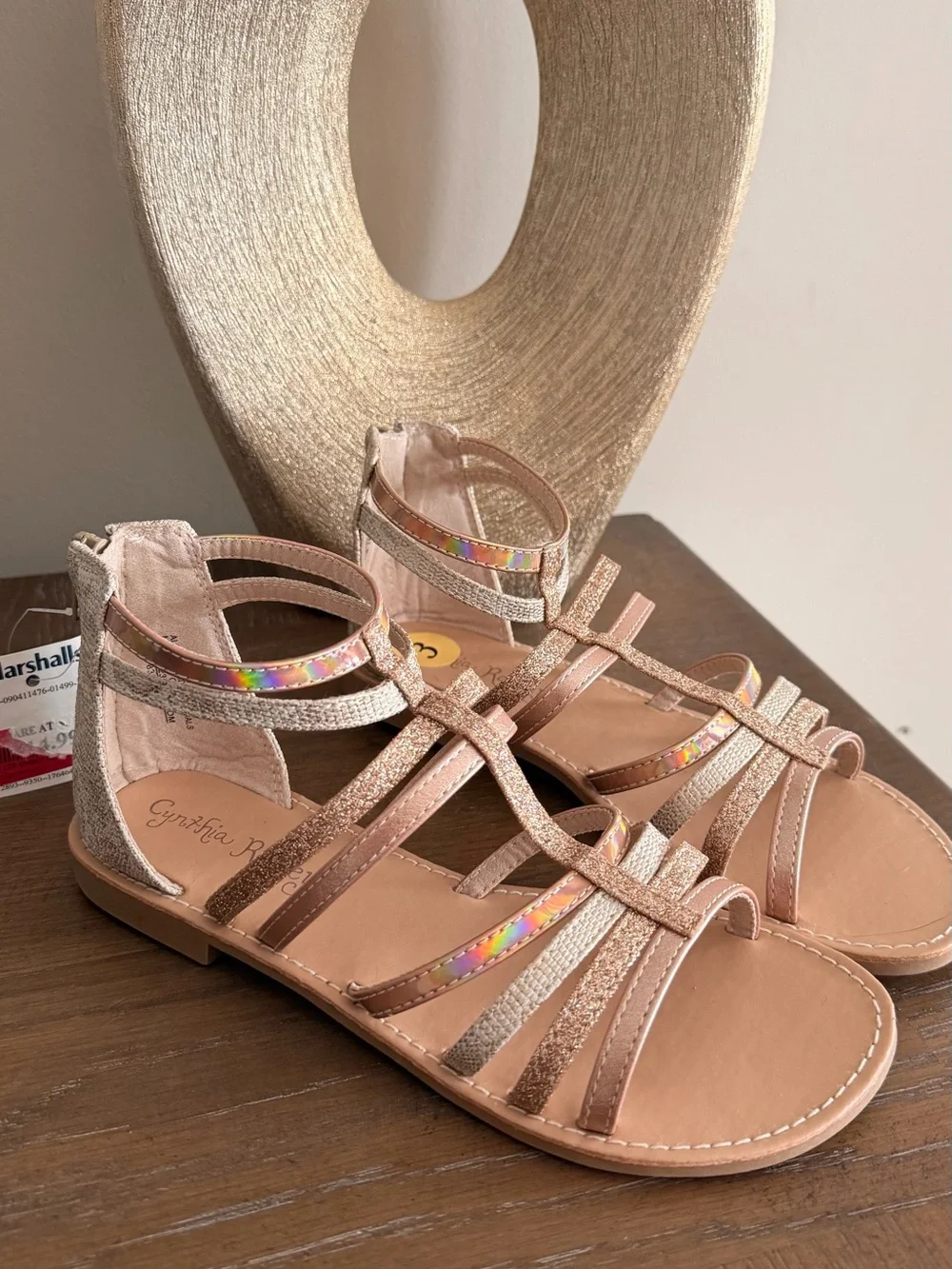 Kid’s Rose Gold Strappy Gladiator Sandals